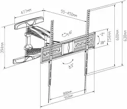 Makki стенна стойка за телевизор TV Mount - PM92 - Adjustable, 47"-90", 60 kg - TV-PM92