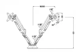 Makki Стойка за два монитора Monitor Mount - GL502  Aluminuim Black - 2 Monitors, Gas Lifters - MA-GL502-BK