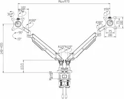 Makki Стойка за два монитора Monitor Mount - GL732 Aluminuim White - 2 Monitors, Gas Lifters, 2 x USB3.0 - MA-GL732-U3-WH