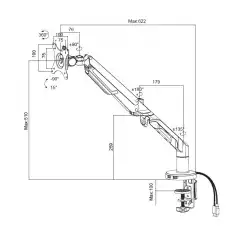 Makki Стойка за монитор Monitor Mount - GL731 Aluminuim Black - 1 Monitor, Gas Lifter, 2 x USB3.0 - MA-GL731-U3-BK