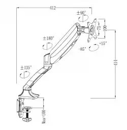 Makki Стойка за монитор Monitor Mount - GL501 Aluminuim Black - 1 Monitor, Gas Lifter - MA-GL501-BK