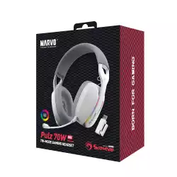 Marvo безжични геймърски слушалки Gaming Headphones Pulz 70W WH - Bluetooth, 2.4G - MARVO-HG9086W-WH