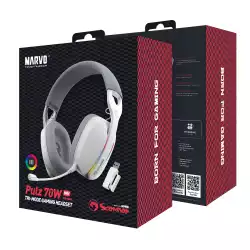 Marvo безжични геймърски слушалки Gaming Headphones Pulz 70W WH - Bluetooth, 2.4G - MARVO-HG9086W-WH