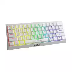 Marvo геймърска клавиатура Gaming Mechanical keyboard 61 keys TKL, White - KG962WH - BLUE switches