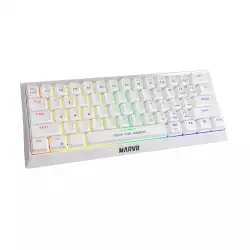 Marvo геймърска клавиатура Gaming Mechanical keyboard 61 keys TKL, White - KG962WH - BLUE switches