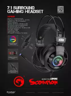 Marvo геймърски слушалки Gaming Headphones HG9018 - 7.1 / Vibration / Backlight / USB