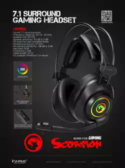 Marvo геймърски слушалки Gaming Headphones HG9056 - 7.1 RGB USB - MARVO-HG9056