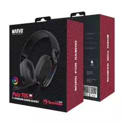 Marvo Геймърски слушалки Gaming Headphones Pulz 70S - 7.1 RGB - MARVO-HG9086-BK