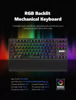 Marvo механична клавиатура Gaming Mechanical Keyboard KG947 - Blue switches, TKL, Wristpad