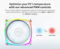 Montech вентилатор RX120 PWM, REVERSE Fan, 120mm, ARGB, White