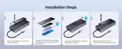 Orico докинг станция Portable Docking station M.2 SATA/NVMe - HDMI, USB3.2-A x 2, USB-C (10Gbps) x 1,USB-C (PD100W), SD/TF - OM28P-G2-BK