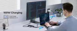 Orico докинг станция Portable Docking station M.2 SATA/NVMe - HDMI, USB3.2-A x 1, USB-C (10Gbps) x 1,USB-C (PD100W), USB2.0-A x 2, LAN - OM28PR-G2-BK