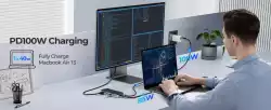 Orico докинг станция Portable Docking station M.2 SATA/NVMe - HDMI, USB3.2-A x 2, USB-C (10Gbps) x 1,USB-C (PD100W), SD/TF - OM28P-G2-BK