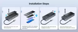 Orico докинг станция Portable Docking station M.2 SATA/NVMe - HDMI, USB3.2-A x 1, USB-C (10Gbps) x 1,USB-C (PD100W), USB2.0-A x 2, LAN - OM28PR-G2-BK