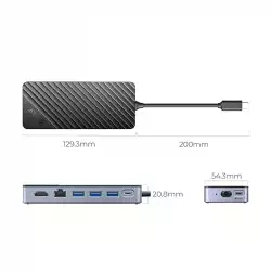 Orico докинг станция Portable Docking station M.2 SATA/NVMe - HDMI, USB3.2-A x 1, USB-C (10Gbps) x 1,USB-C (PD100W), USB2.0-A x 2, LAN - OM28PR-G2-BK