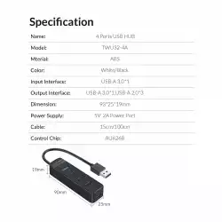 Orico хъб USB3.0/2.0 HUB 4 ports - TWU32-4A