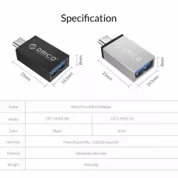 Orico преходник Adapter OTG -  USB Micro B to USB3.0 AF - CBT-UM01-BK