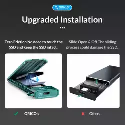 Orico външна кутия за диск Storage - Case - M.2 NVMe M-key 10 Gbps Dark Green - MM2C3-G2-GR