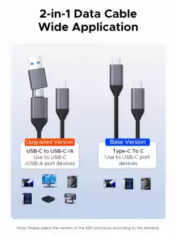 Orico външна кутия за диск Storage - Case - M.2 NVMe/SATA M/B key - USB3.1 Type-C/A, Silicone Protective Case, 10Gbps - AXM2S-G2-V1-GY-BP