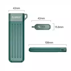 Orico външна кутия за диск Storage - Case - M.2 SATA B-key 6 Gbps Dark Green - MM2C3-GR