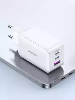 Ugreen универсално зарядно за стена Charger Wall 65W GaN CD244, 1 x USB-A, 2 x Type-C, White - 15334