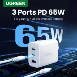 Ugreen универсално зарядно за стена Charger Wall 65W GaN CD275, 1 x USB-A, 2 x Type-C - 90496