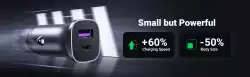 Ugreen зарядно за кола Fast Charger Car - Type-C + USB QC3.0, Power Distribution 30W CD130 - 40858