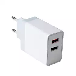 VCom бързо зарядно Charger Wall - QC3.0 2xUSB 30W White - M050