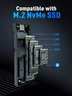 VCom външна кутия за диск Storage Case - M.2 NVMe M/B key - 10Gbps USB3.1 Type-C/A - CU850N