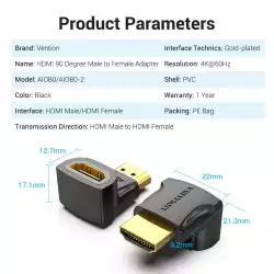 Vention Адаптер Adapter HDMI Right Angle 90 Degree M/F - AIOB0