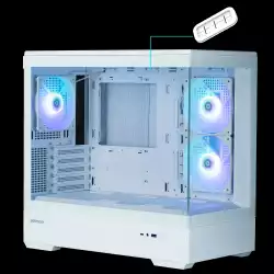 Zalman кутия Case mATX - P30 White - aRGB, Tempered Glass