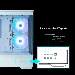 Zalman кутия Case mATX - P30 White - aRGB, Tempered Glass