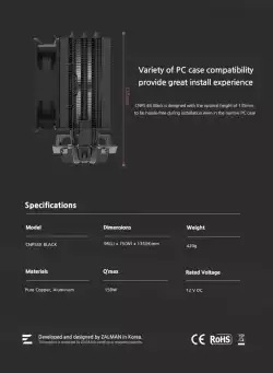 Zalman охладител за процесор CPU Cooler CNPS4X BLACK - LGA1700/AM5