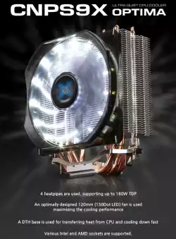 Zalman охлаждане за процесор CPU Cooler CNPS9X OPTIMA Intel/AMD