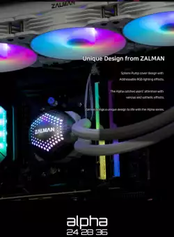 Zalman водно охлаждане Water Cooling ALPHA 36 WHITE - Addressable RGB - LGA1700/AM5