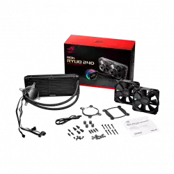 ASUS ROG RYUO 240 all in one liquid CPU cooler color OLED Aura Sync ROG 240mm fan