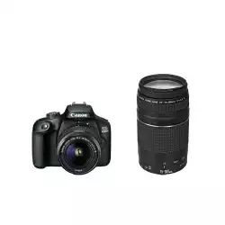 Canon EOS 4000D, black + EF-s 18-55 mm DC III + EF 75-300 mm f/4.0-5.6 III