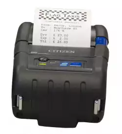 Citizen Mobile Receipts printer CMP-20II Direct thermal Print Speed 80mm/s, Print Width(max.)48mm/Media Width 58mm/Roll Size 48mm, Resol.203dpi/Print Sizes 2"/Interf.RS-232 /mini DIN/USB mini B/Wireless LAN/Battery Li-Ion/7.4 volt/1800mAh(24h) IP42/Black