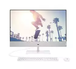 Настолен Компютър HP Pavilion All-in-One 27-ca1000nu Snowflake White, Core i5-12400T(up to 4.2GHz/18MB/6C), 27" FHD AG IPS + 5MP Camera, 16GB 3200Mhz 2DIMM, 512GB PCIe SSD, WiFi ac 2x2 +BT 5, HP Keyboard & HP Mouse, Free DOS. 2Y Warranty