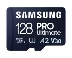 Samsung 128GB micro SD Card PRO Ultimate with USB Reader , UHS-I, Read 200MB/s - Write 130MB/s, U3, V30, A2