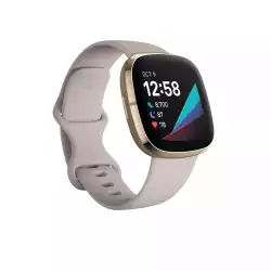 Смартчасовник Fitbit Sense, Lunar White Soft Gold Stainless Steel