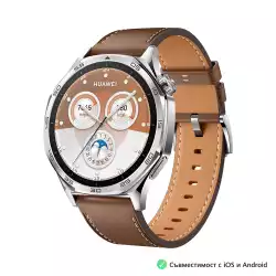 Смартчасовник Huawei Watch GT5 Vili-B19L, , 1.43", Amoled 466x466 PPI 326, BT5.2 BLE/BR/EDR, 5ATM, 524mAh, Screenshot sharing, support message input, message notifications, Battery life up to 14 days, Compatible with iOS and Android devices, Brown Leather