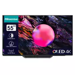 Телевизор Hisense 55" A85K, 4K Ultra HD 3840x2160, OLED, 120Hz, IPS, HDR 10+, HLG, Dolby Vision IQ, Dolby Atmos, Smart TV, WiFi 6E, WiFi Direct, BT, Anyview Cast, 4xHDMI, 2xUSB, LAN, CI+, DVB-T2/C/S2, Black