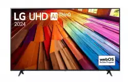 Телевизор LG 55UT80003LA, 55" 4K UltraHD TV 4K (3840 x 2160), DVB-T2/C/S2, webOS 24 Smart TV, ThinQ AI, Alpha 5 AI 4K Gen7, WiFi, HDR10 pro, HLG, ALLM/HGiG, AI Upscaling, AI Sound(Virtual 9.1.2 Up-mix), AirPlay, Quick Card, HDMI eARC, CI, LAN, USB, Bluetooth, 2 Po