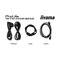 Дисплей IIYAMA TE7514MIS-B2AG, 75" VA Panel, Anti-Glare, 16:9, 3840x2160, 435cd/m2, 5000:1, 8ms, PureTouch-IR+, DP, 4x HDMI, 2x USB-C, RS232, LAN, IR, HDMI Out, SPDIF, 4x USB, Android 13 OS, Google EDLA Certified, iiWare 12E, WiFi, BT, 24/7, 8GB, 64GB, OPS Slot, VESA, Black