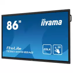 Дисплей IIYAMA TE8614MIS-B2AG, 85.6", VA Panel, Anti-Glare, 16:9, 3840x2160, 435cd/m2, 4000:1, 6.5ms, PureTouch-IR+, DP, 4x HDMI, 2x USB-C, RS232, LAN, IR, HDMI Out, SPDIF, 4x USB, Android 13 OS, Google EDLA Certified, iiWare 12E, WiFi, BT, 24/7, 8GB, 64GB, OPS Slot, VESA, Black