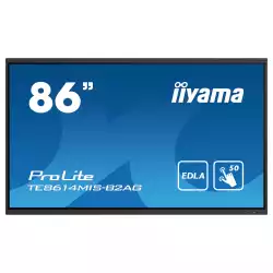 Дисплей IIYAMA TE8614MIS-B2AG, 85.6", VA Panel, Anti-Glare, 16:9, 3840x2160, 435cd/m2, 4000:1, 6.5ms, PureTouch-IR+, DP, 4x HDMI, 2x USB-C, RS232, LAN, IR, HDMI Out, SPDIF, 4x USB, Android 13 OS, Google EDLA Certified, iiWare 12E, WiFi, BT, 24/7, 8GB, 64GB, OPS Slot, VESA, Black