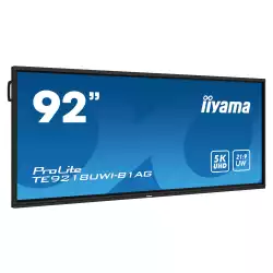 Дисплей IIYAMA TE9218UWI-B1AG, 91.5", VA panel, AG, 21:9, 5K UHD 5120x2160, 500cd/m2, 4000:1, 6.5ms, PureTouch-IR⁺, Android 13, WiFi 6, A76*4+A55*4, 8GB, 64GB, Microsoft Teams Front Row, 4x HDMI, DP, 2x USB-C, RS232c, 2x LAN, 6x USB, HDMI Out, 8-array Mic, 16/7, VESA, Black