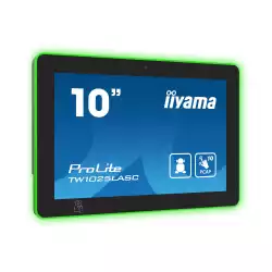 Компютър IIYAMA TW1025LASC-B1PNR, 10.1" Edge to edge glass, PCAP touch, IPS LED panel, 16:10, 1280 x 800, 450cd/m2, 1000:1, 25ms, Android 12, Rockchip RK3399, 4GB, 32GB, WiFi, BT, NFC, RFID, 3x USB, LAN, Mic, PoE, Webcam, SD card slot, RGB Led lightbar, 24/7, Portrait, Face-Up, VESA