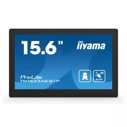 Компютър IIYAMA TW1623AS-B1P, Touch Panel PC, 15.6", IPS panel, FHD 1920x1080, 16:9, 450cd/m2, 1000:1, 30ms, Edge to edge glass, PCAP touch, HDMI, LAN, 3x USB, Speakers, Mic, PoE, Android 13 OS, RK3568, 4GB, 32GB, WiFi, BT, SD card slot, 24/7, Portrait, Face Up, VESA 100, Black